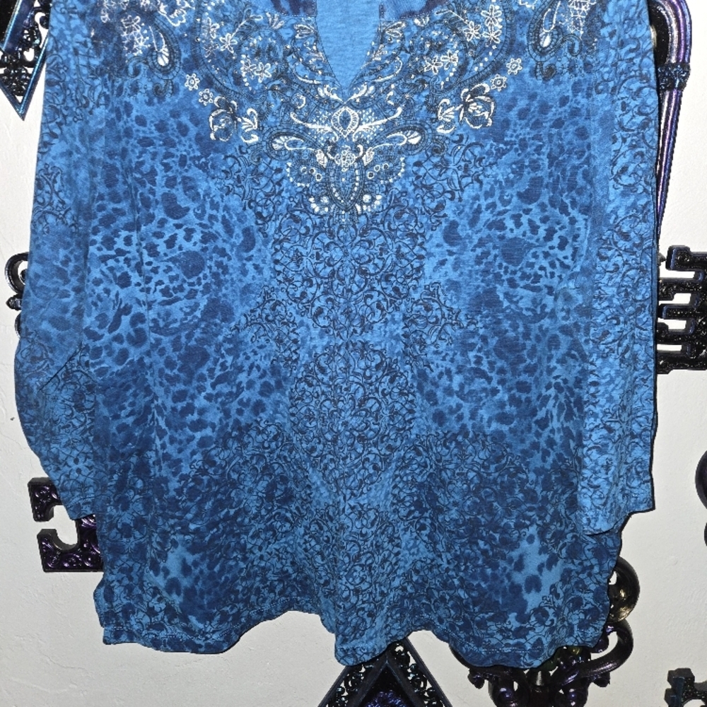 Chico's Blue Embellished Sleeveless Blouse